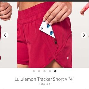 Lululemon Ruby Red Tracker Shorts